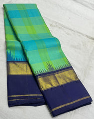 GREEN BLUE TEMPLE  SILK SAREE