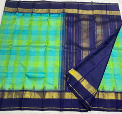 GREEN BLUE TEMPLE  SILK SAREE