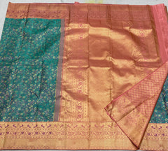 BLUEPEACH/GOLD KANCHI SAREE