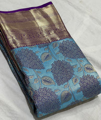 BLUE PURPLE GOLD KANCHI SILK SAREE