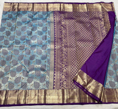 BLUE PURPLE GOLD KANCHI SILK SAREE