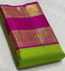 PARROT GREEN/ PINK KANCHI SAREE