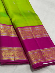 PARROT GREEN/ PINK KANCHI SAREE