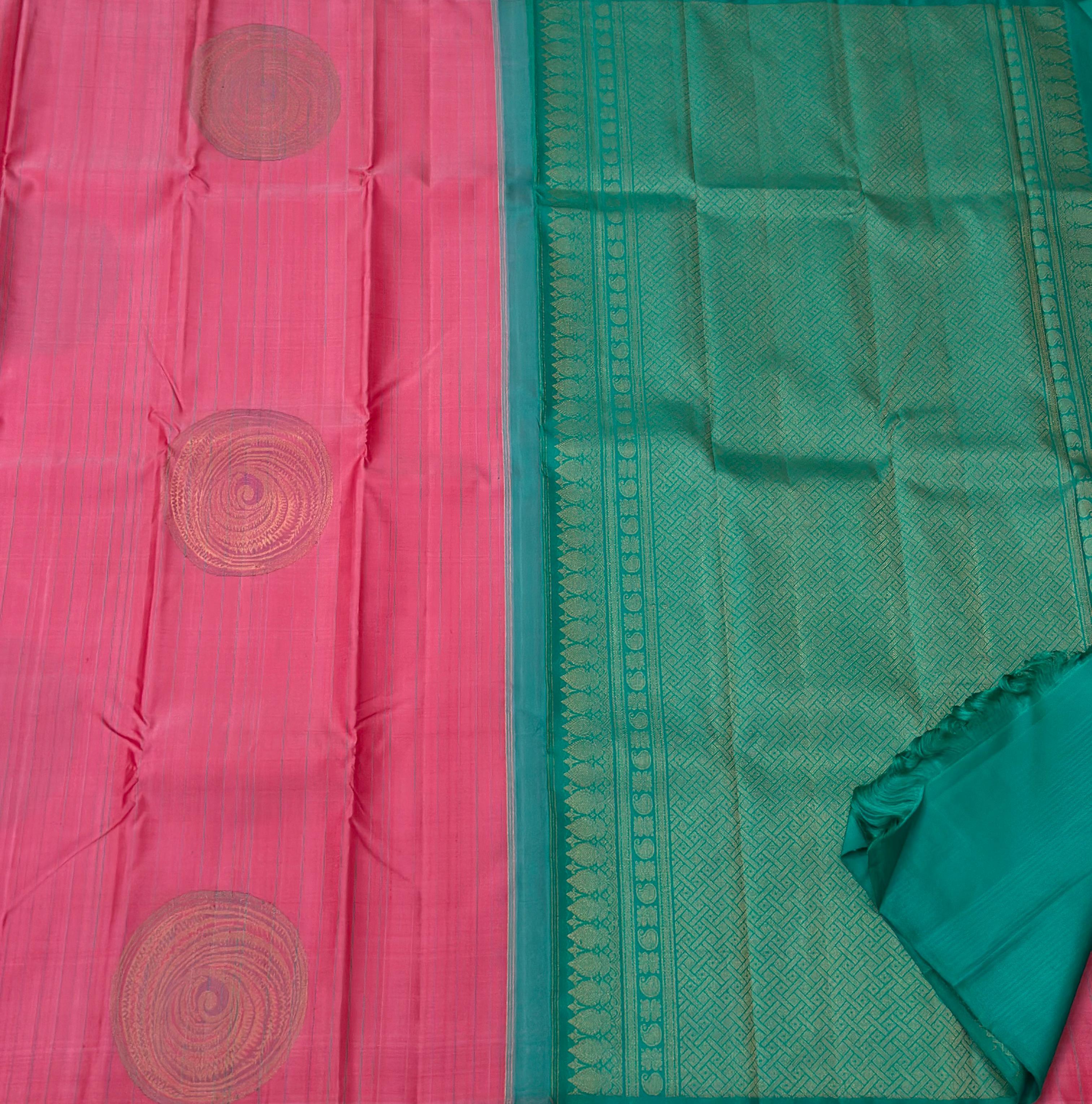 PINK/GREEN TEMPLE  SILK SAREE