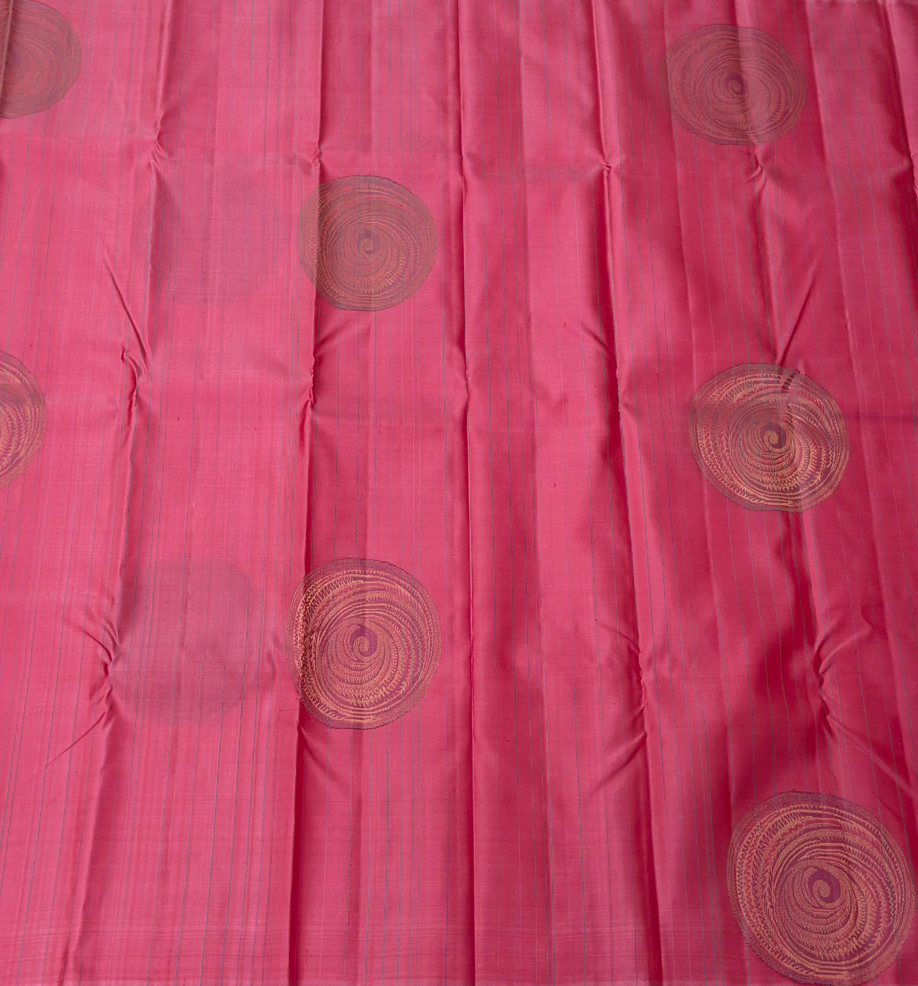 PINK/GREEN TEMPLE  SILK SAREE