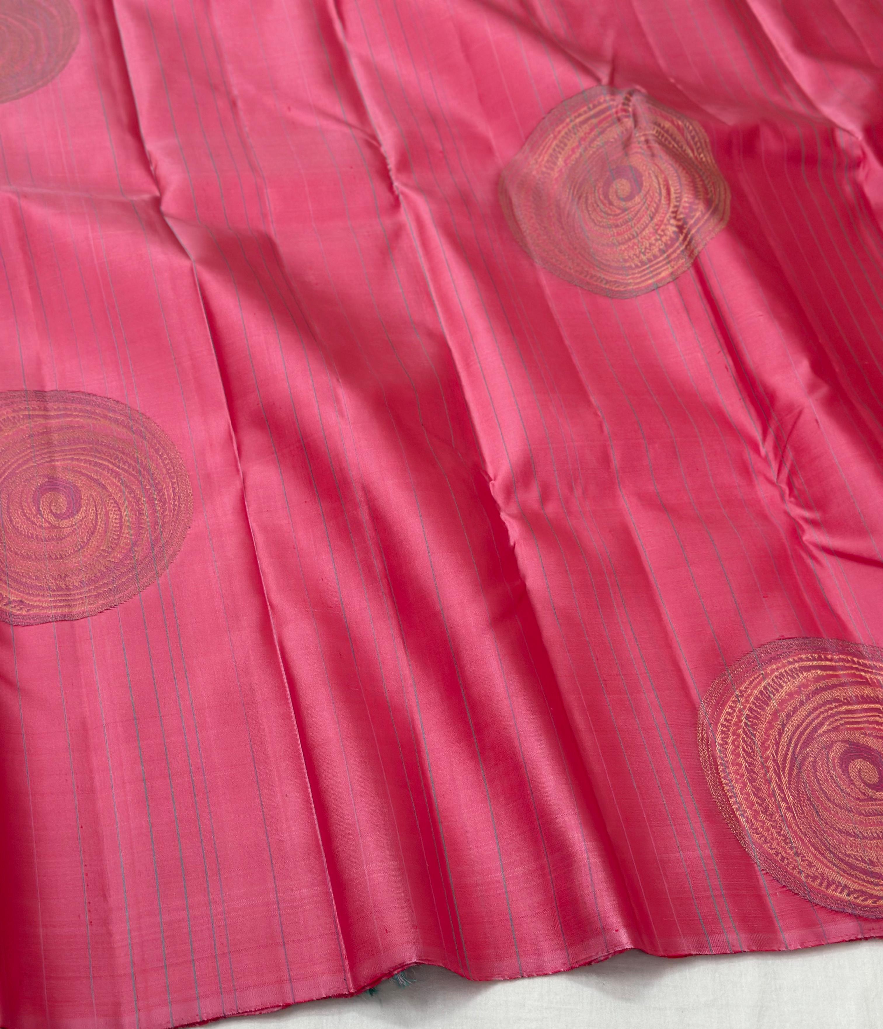 PINK/GREEN TEMPLE  SILK SAREE