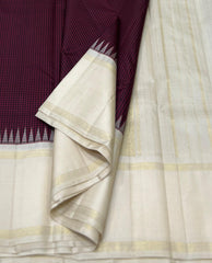 WHITE CREAM/BROWN TEMPLE  SILK SAREE