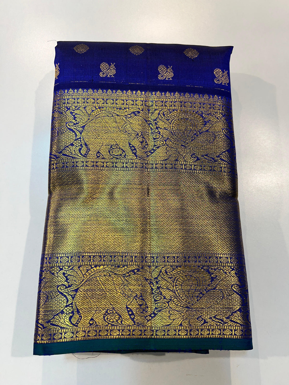 BLUE GOLD KANCHI SILK SAREE