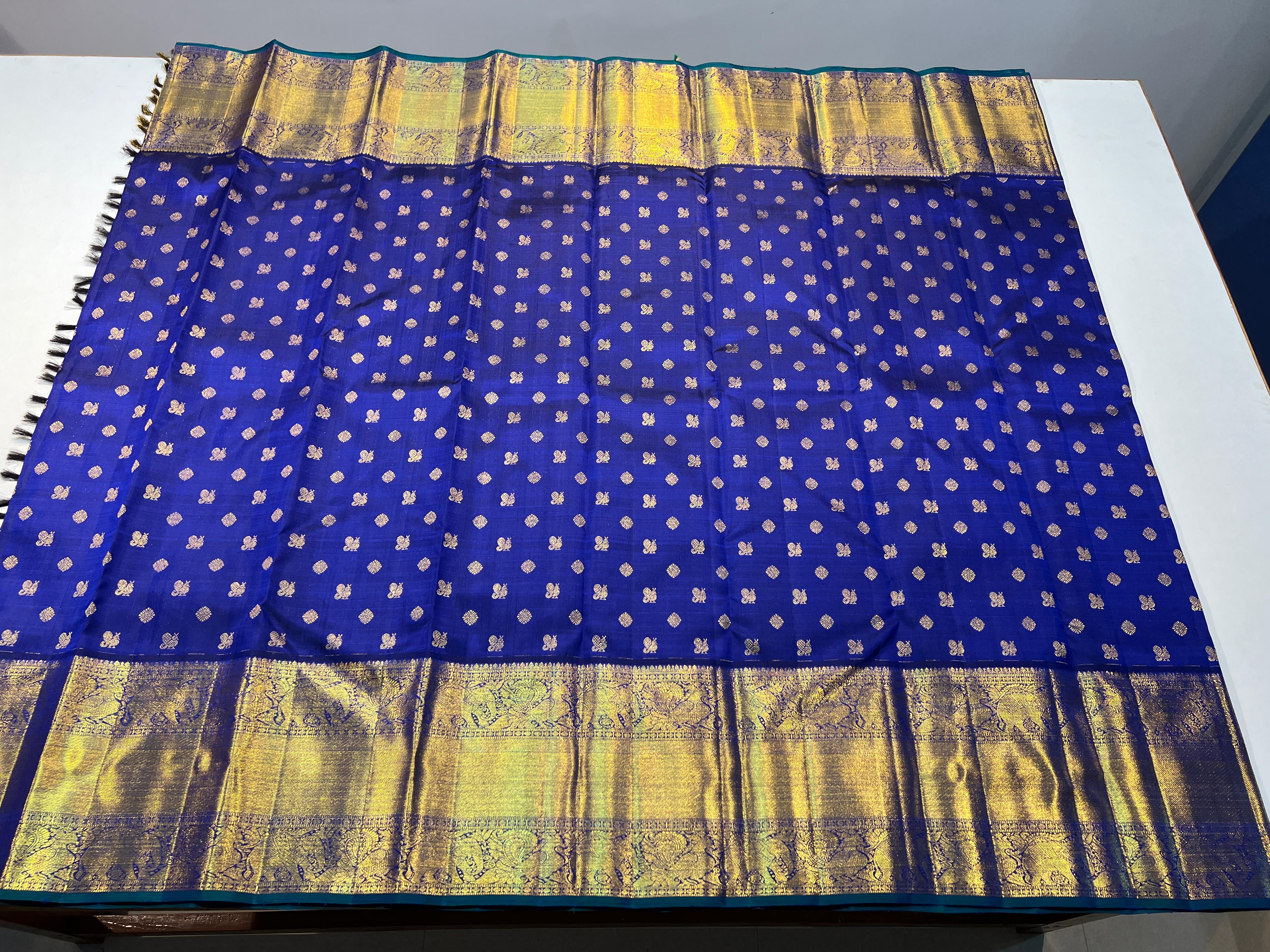 BLUE GOLD KANCHI SILK SAREE