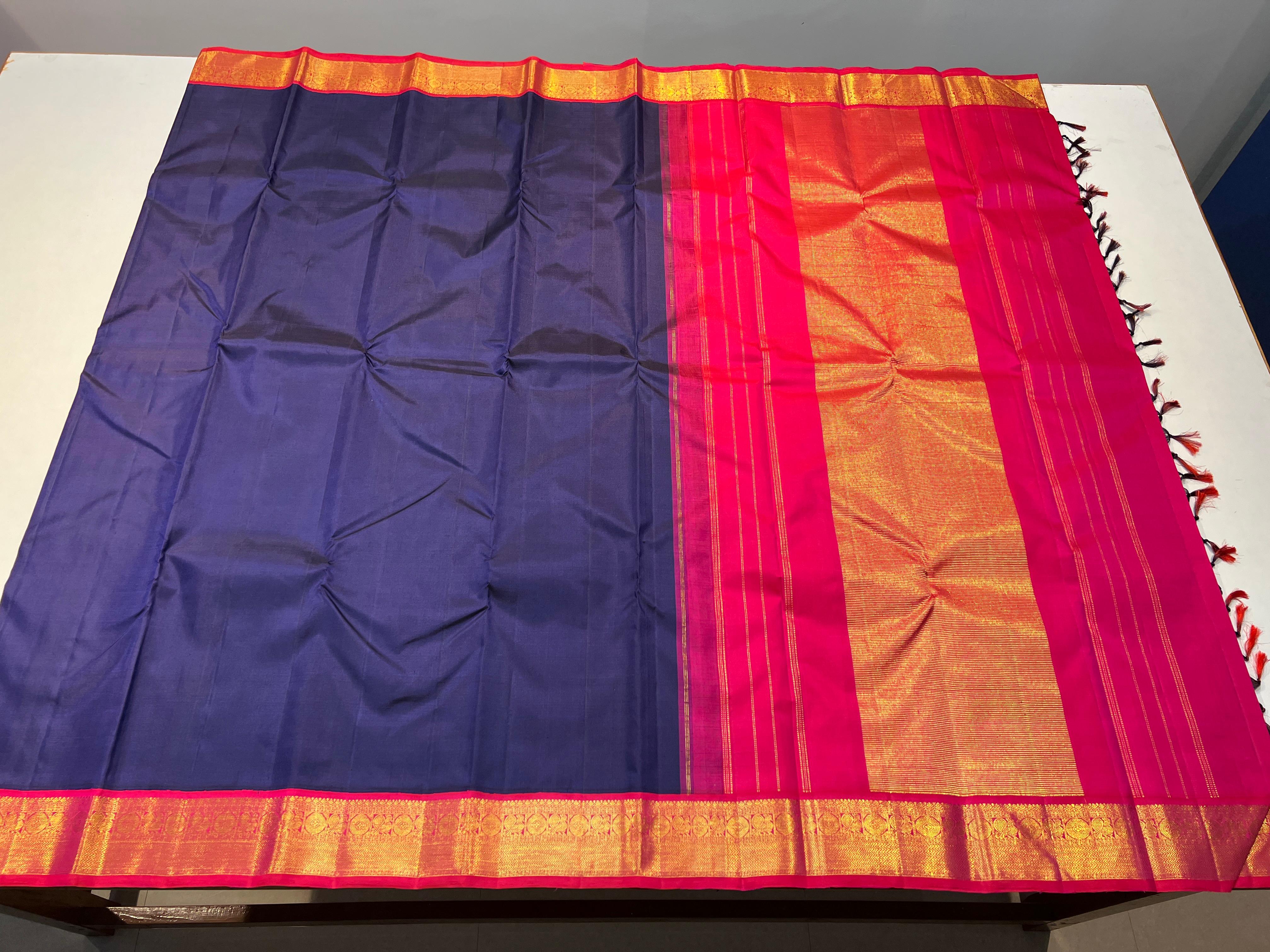 BLUE RANI PINK KANCHI SILK SAREE