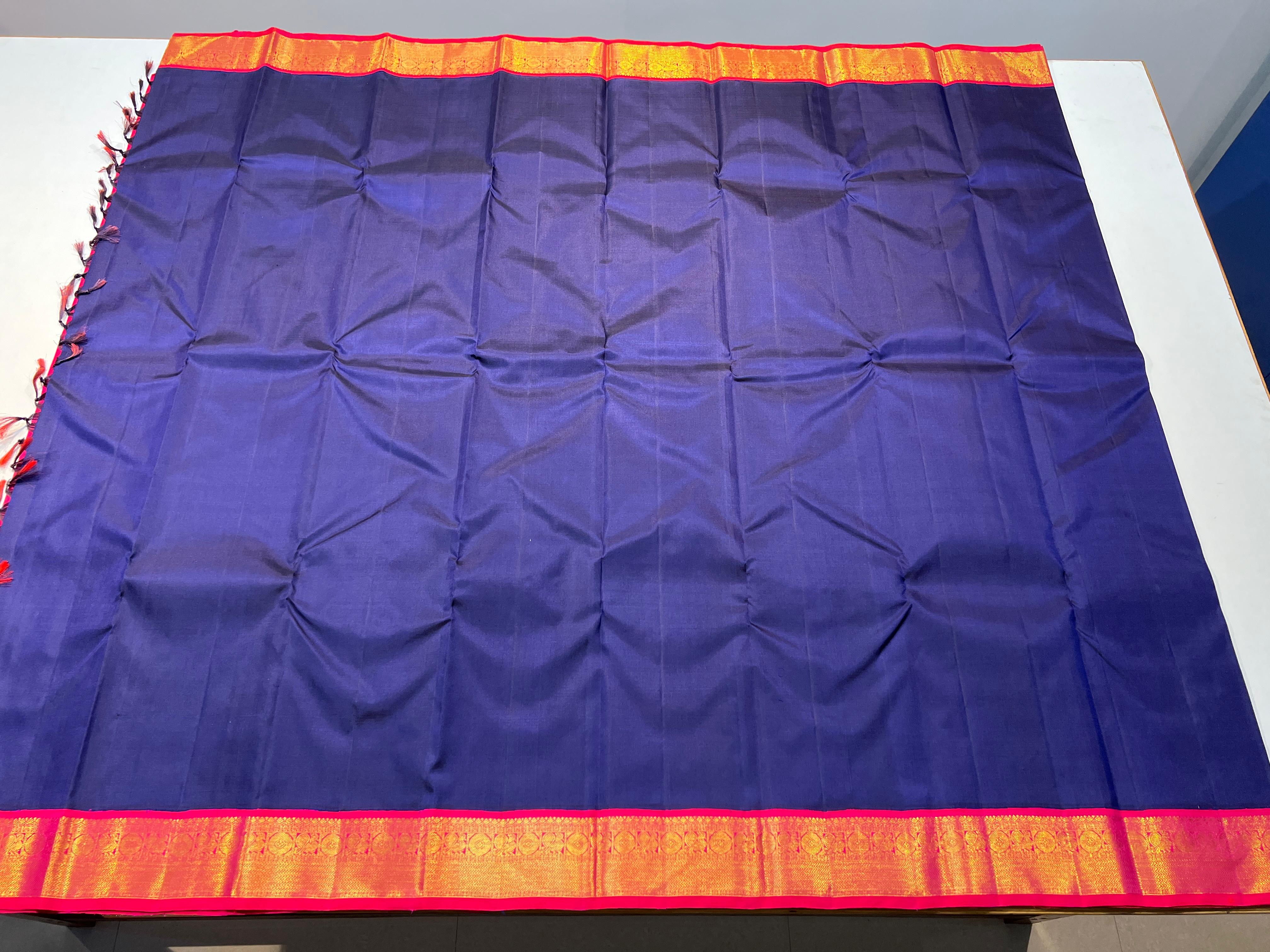 BLUE RANI PINK KANCHI SILK SAREE