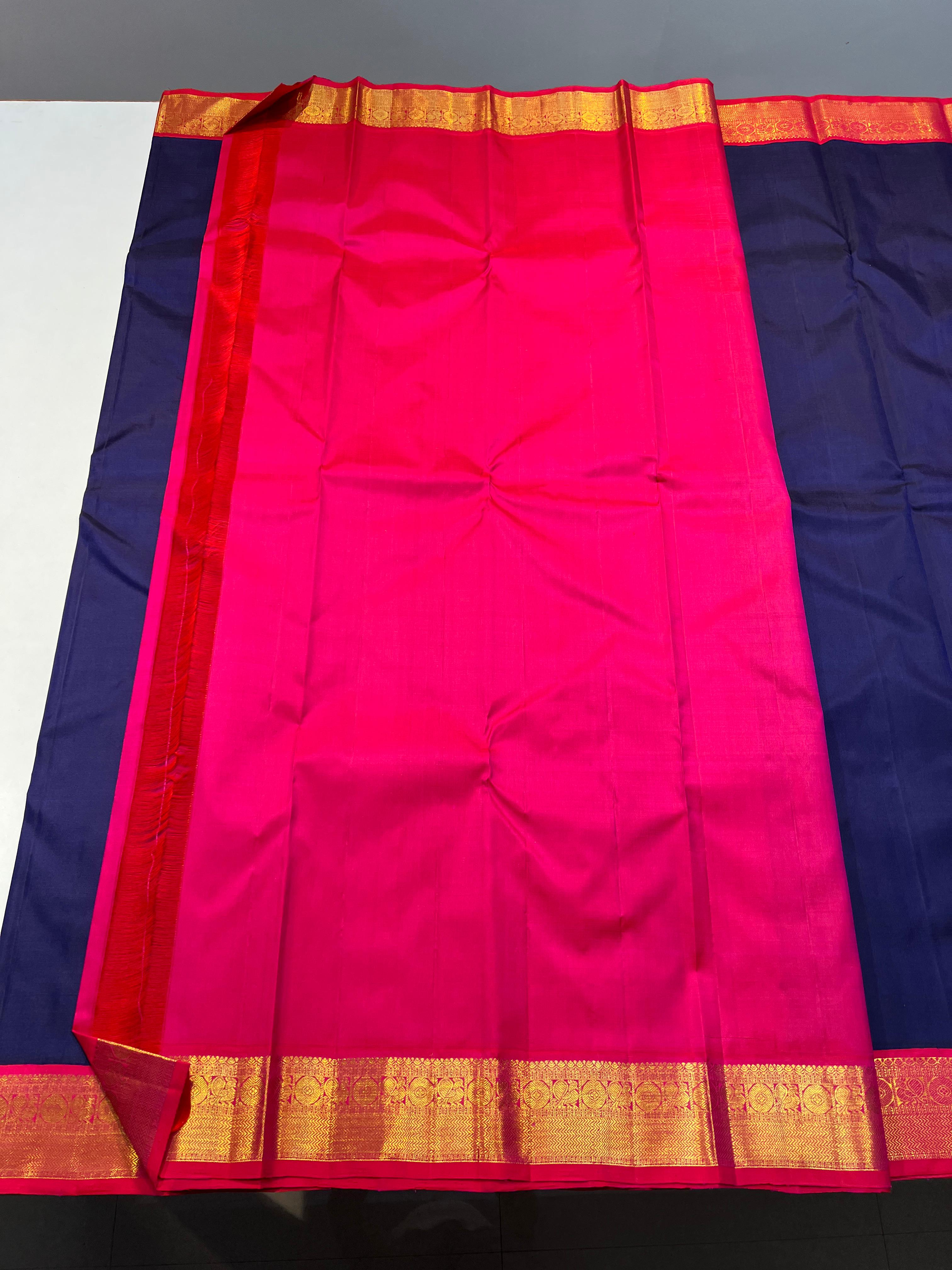 BLUE RANI PINK KANCHI SILK SAREE