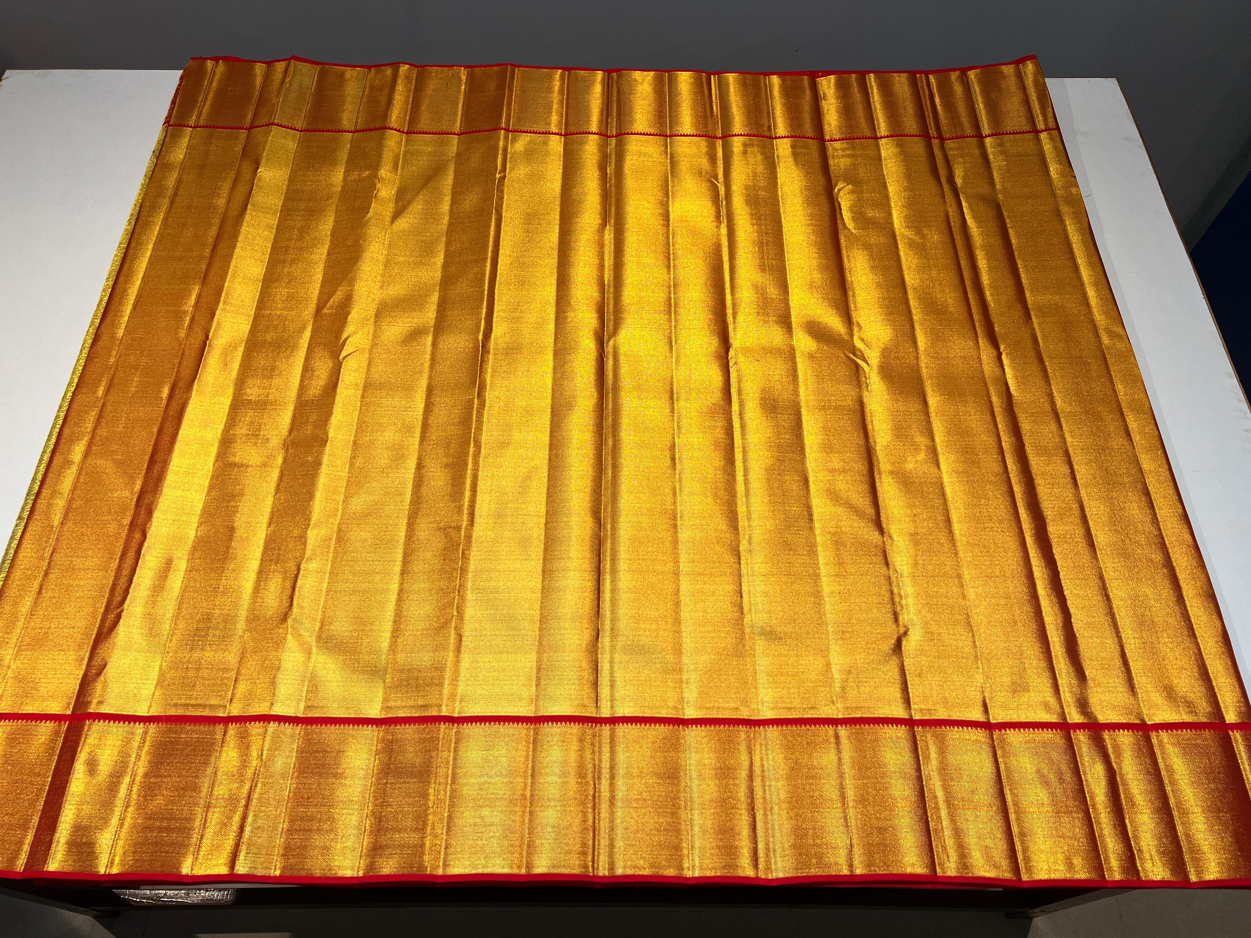 GOLD RED  KANCHI SILK SAREE