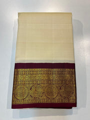 CREAM MAROON KANCHI SILK SAREE