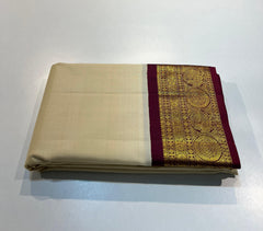 CREAM MAROON KANCHI SILK SAREE