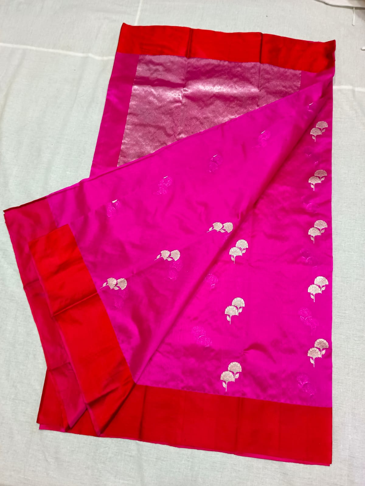 PINK/RED CHANDERI SAREE