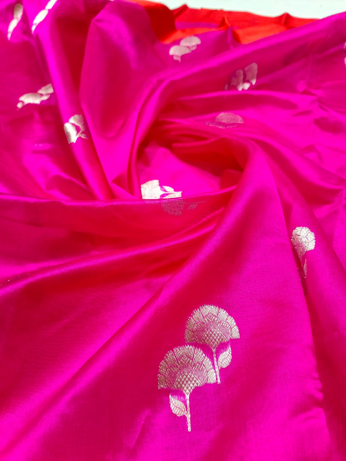 PINK/RED CHANDERI SAREE