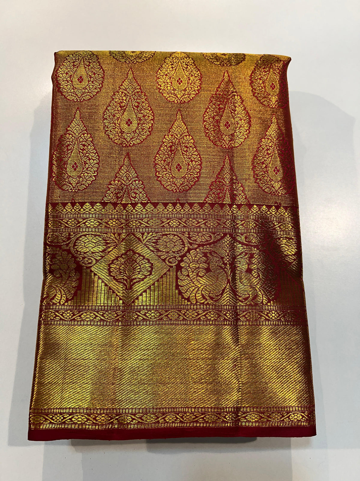 GOLD/MAROON KANCHI SILK SAREE