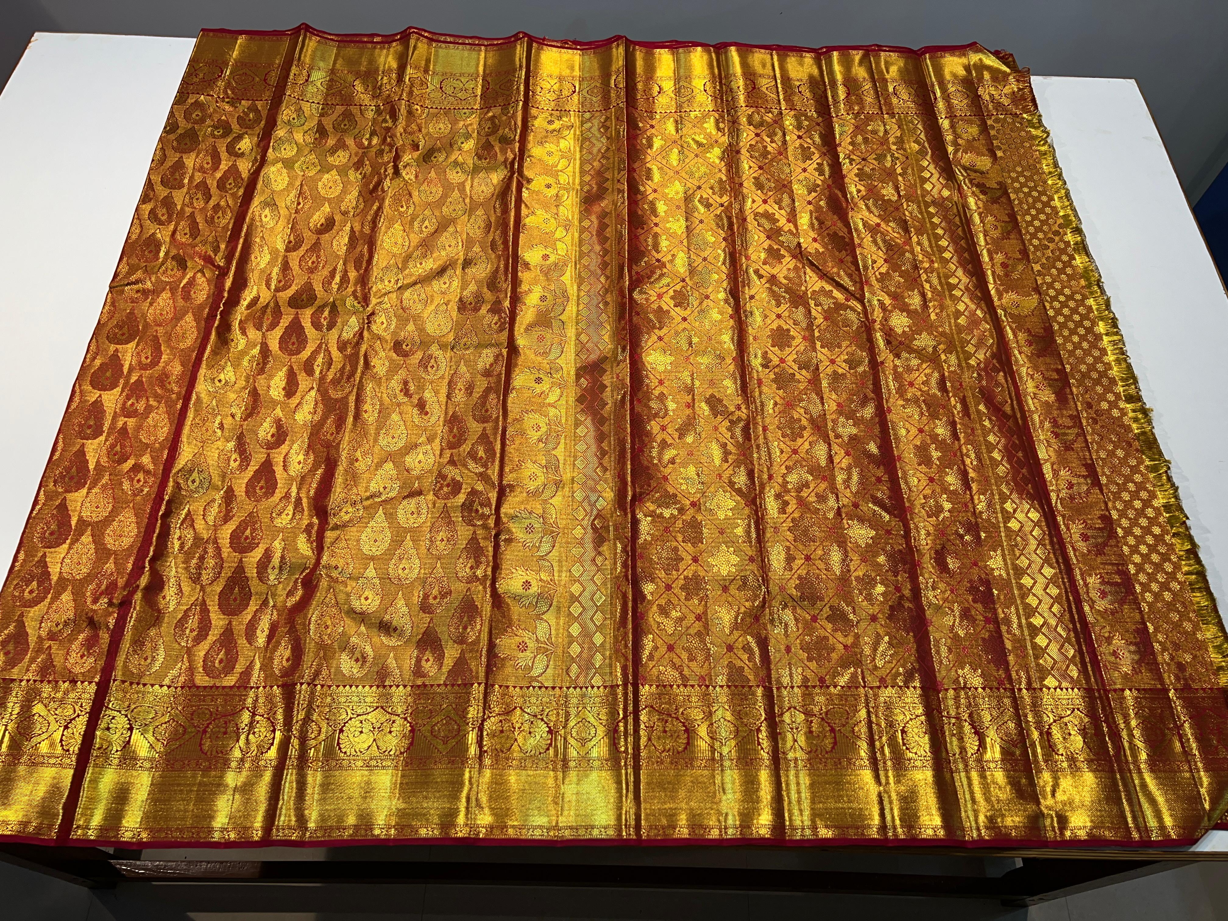 GOLD/MAROON KANCHI SILK SAREE