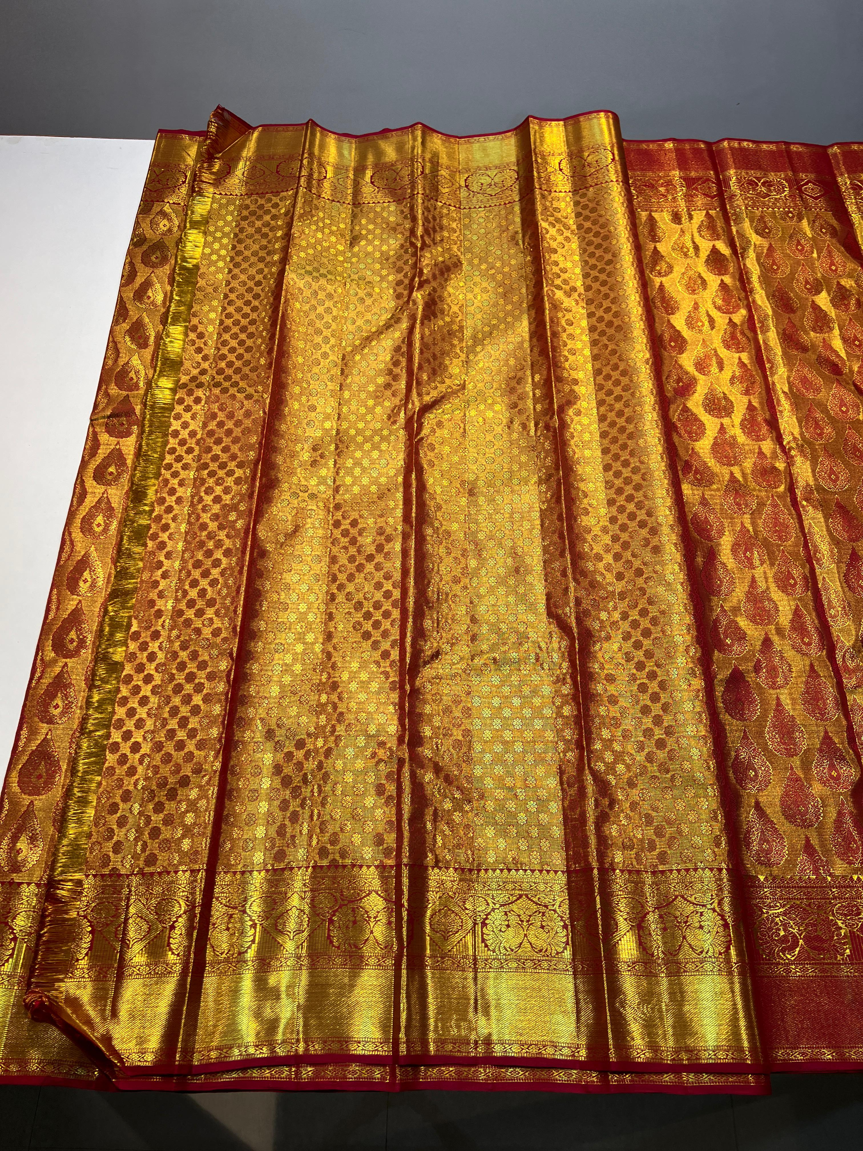 GOLD/MAROON KANCHI SILK SAREE