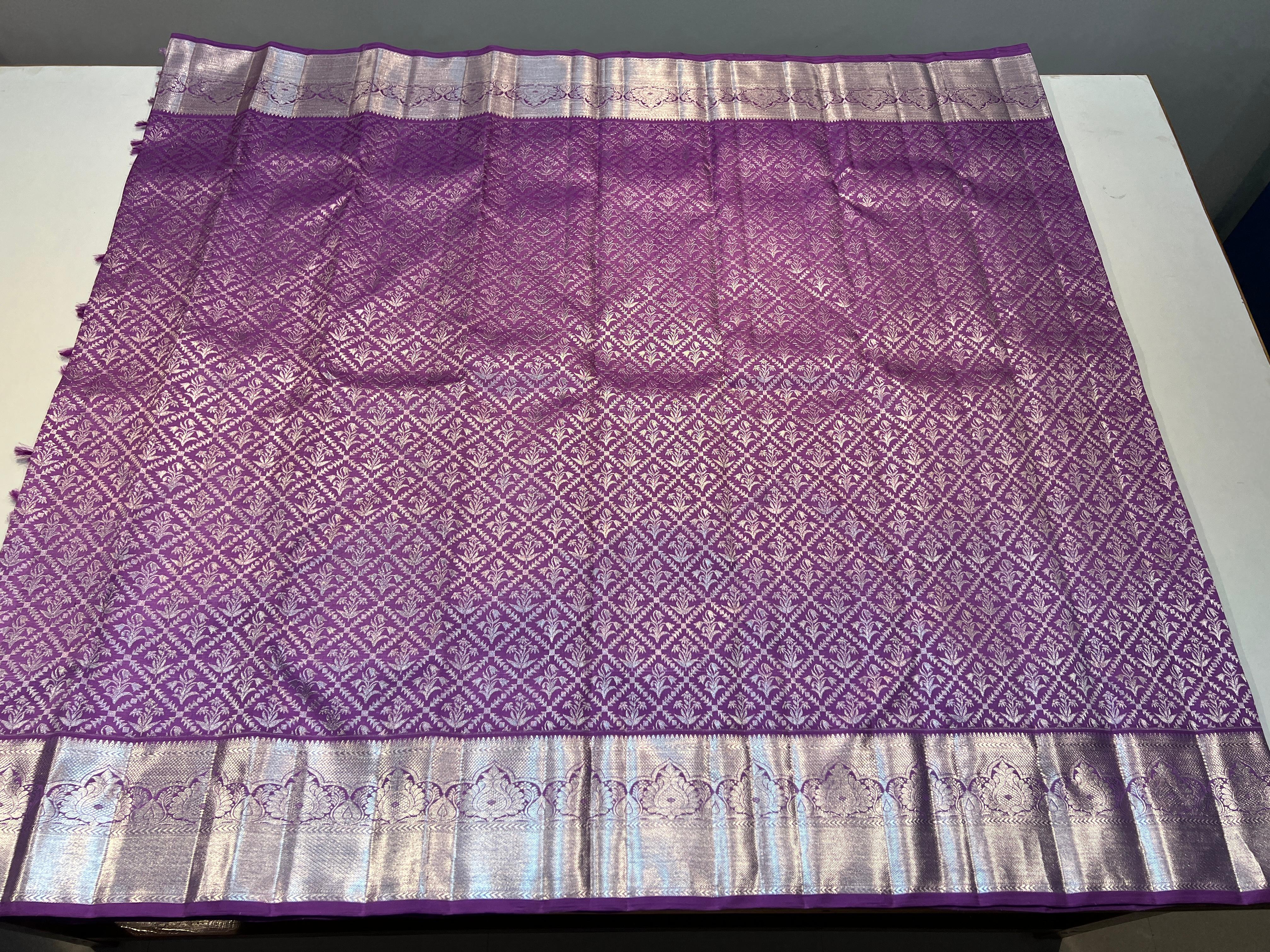 PURPLE SILVER KANCHI SILK SAREE