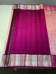 WHITE/PURPLE KANCHI SILK SAREE