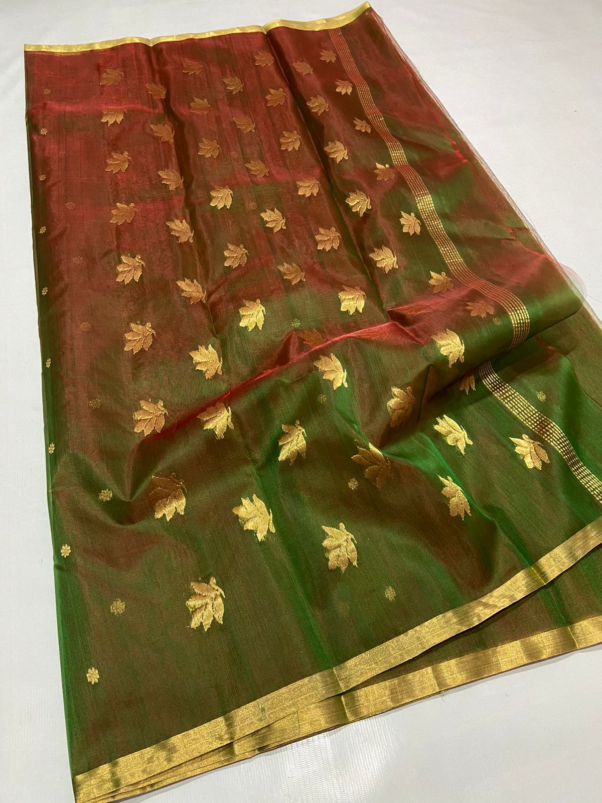 GREEN CHANDERI SAREE