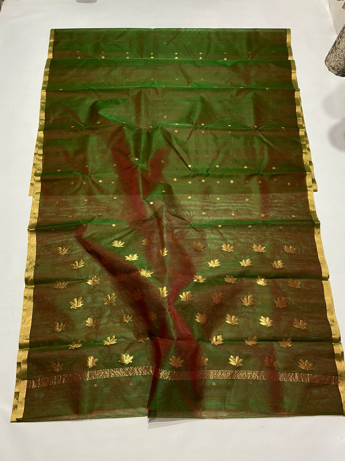 GREEN CHANDERI SAREE