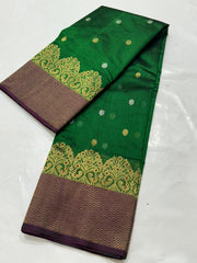 GREEN CHANDERI SAREE