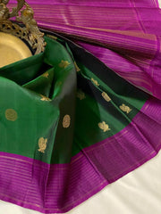 GREEN/PINK KANCHI SILK SAREE