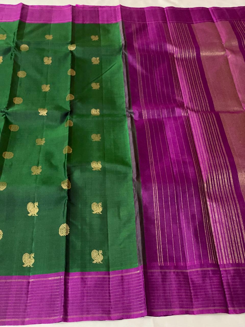 GREEN/PINK KANCHI SILK SAREE