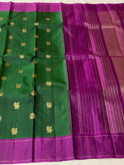 GREEN/PINK KANCHI SILK SAREE