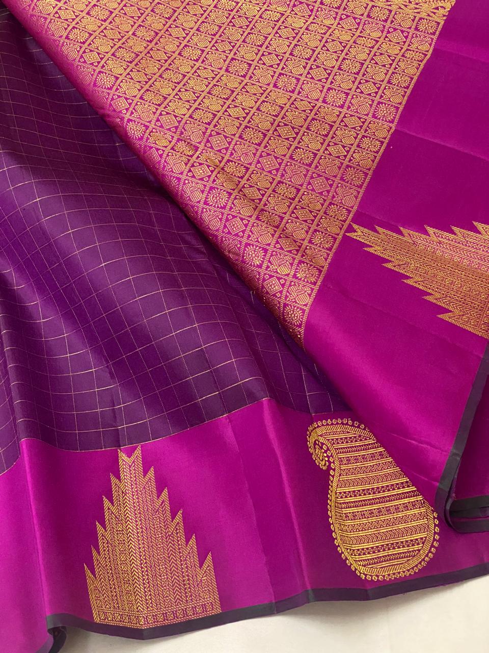 PURPLE/PINK TEMPLE BOARDER SAREE