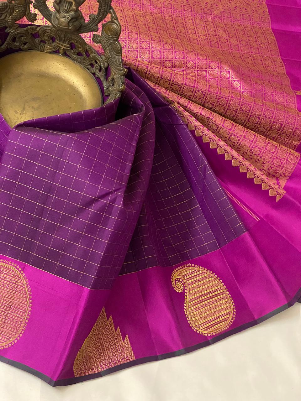 PURPLE/PINK TEMPLE BOARDER SAREE