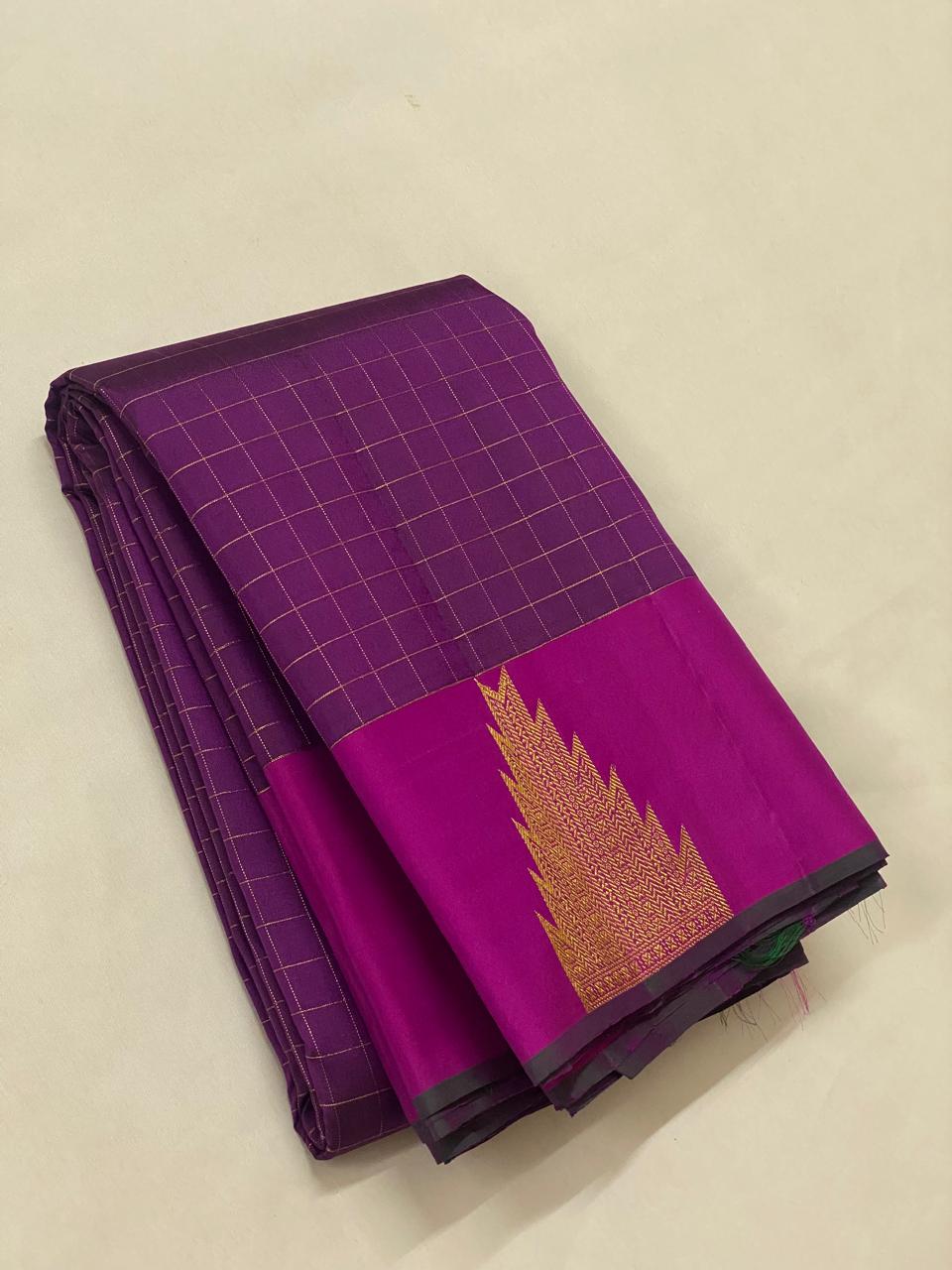 PURPLE/PINK TEMPLE BOARDER SAREE