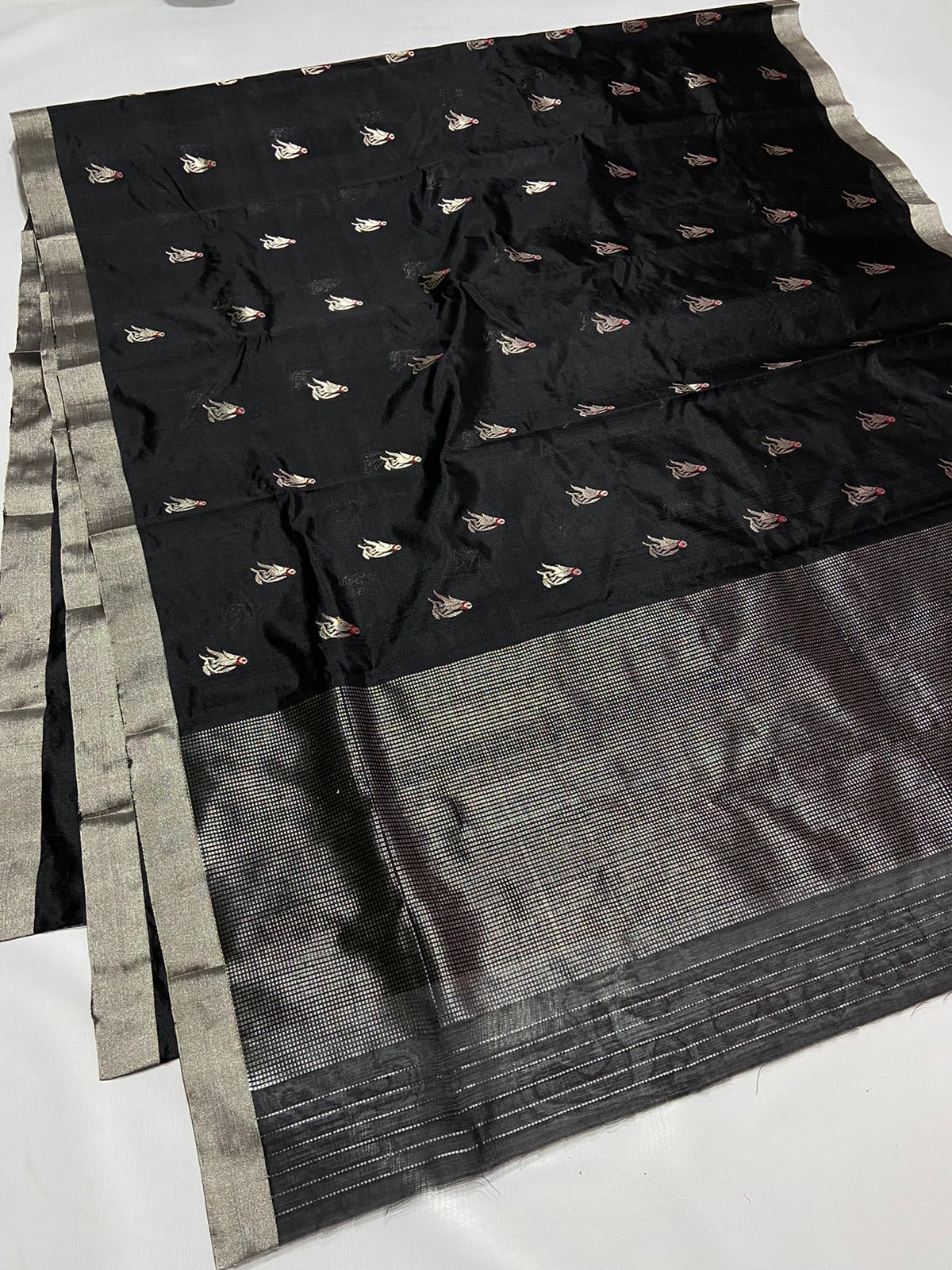 BLACK CHANDERI SAREE