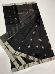 BLACK CHANDERI SAREE