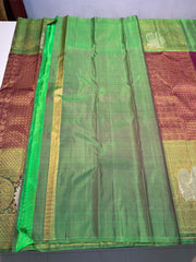 MAROON/GREEN KANCHI SILK SAREE