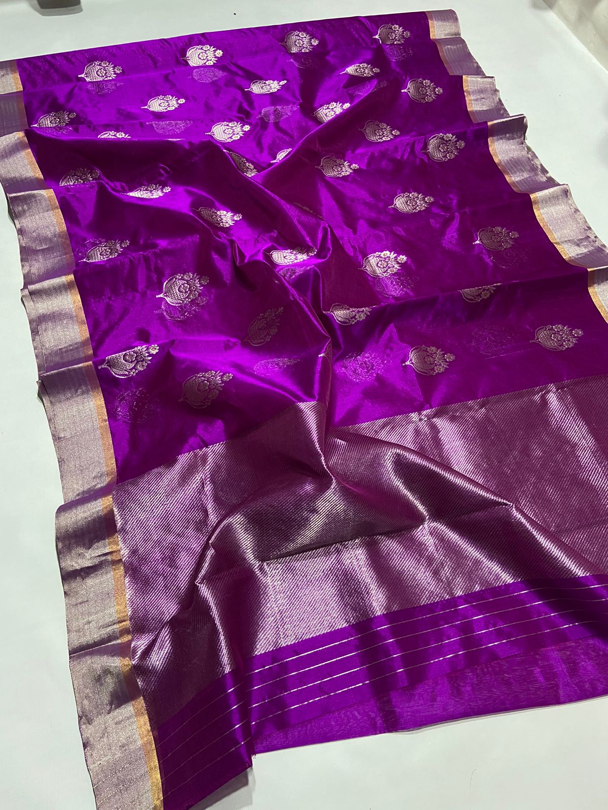 PURPLE CHANDERI SAREE