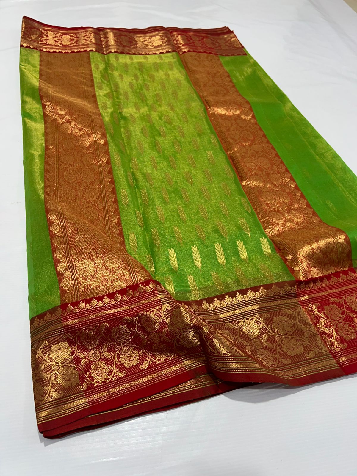 GREEN CHANDERI SAREE