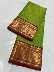 GREEN CHANDERI SAREE