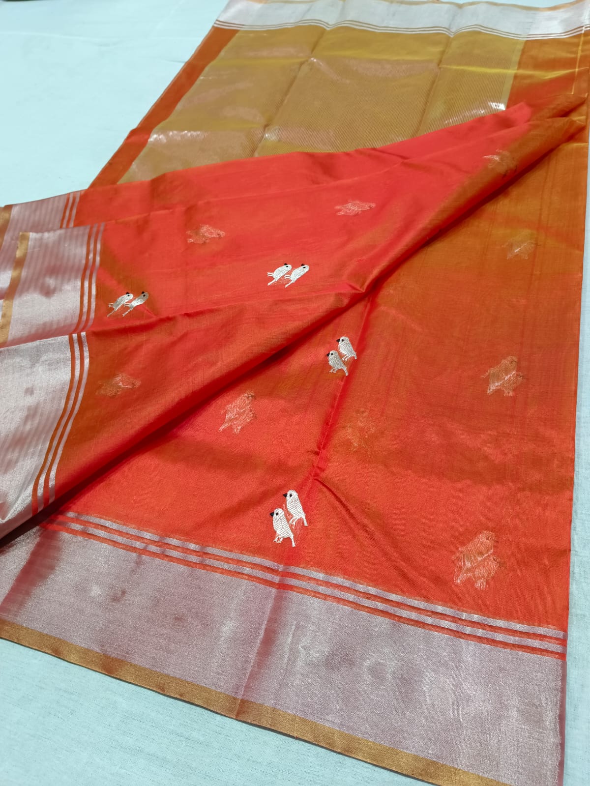 ORANGE CHANDERI SAREE