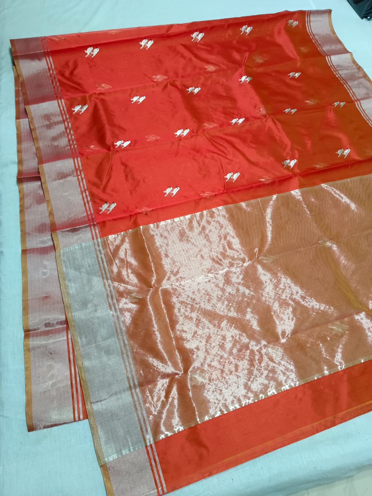 ORANGE CHANDERI SAREE