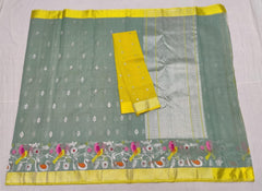 OLIVE GREEN/YELLOW ZARI KOTA SAREE