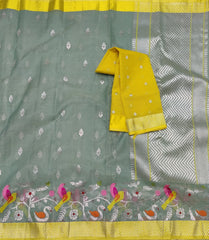 OLIVE GREEN/YELLOW ZARI KOTA SAREE