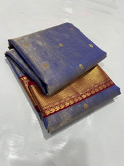 BLUE/RED CHANDERI SAREE