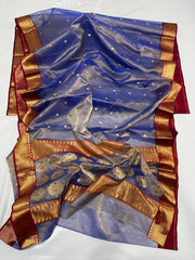 BLUE/RED CHANDERI SAREE