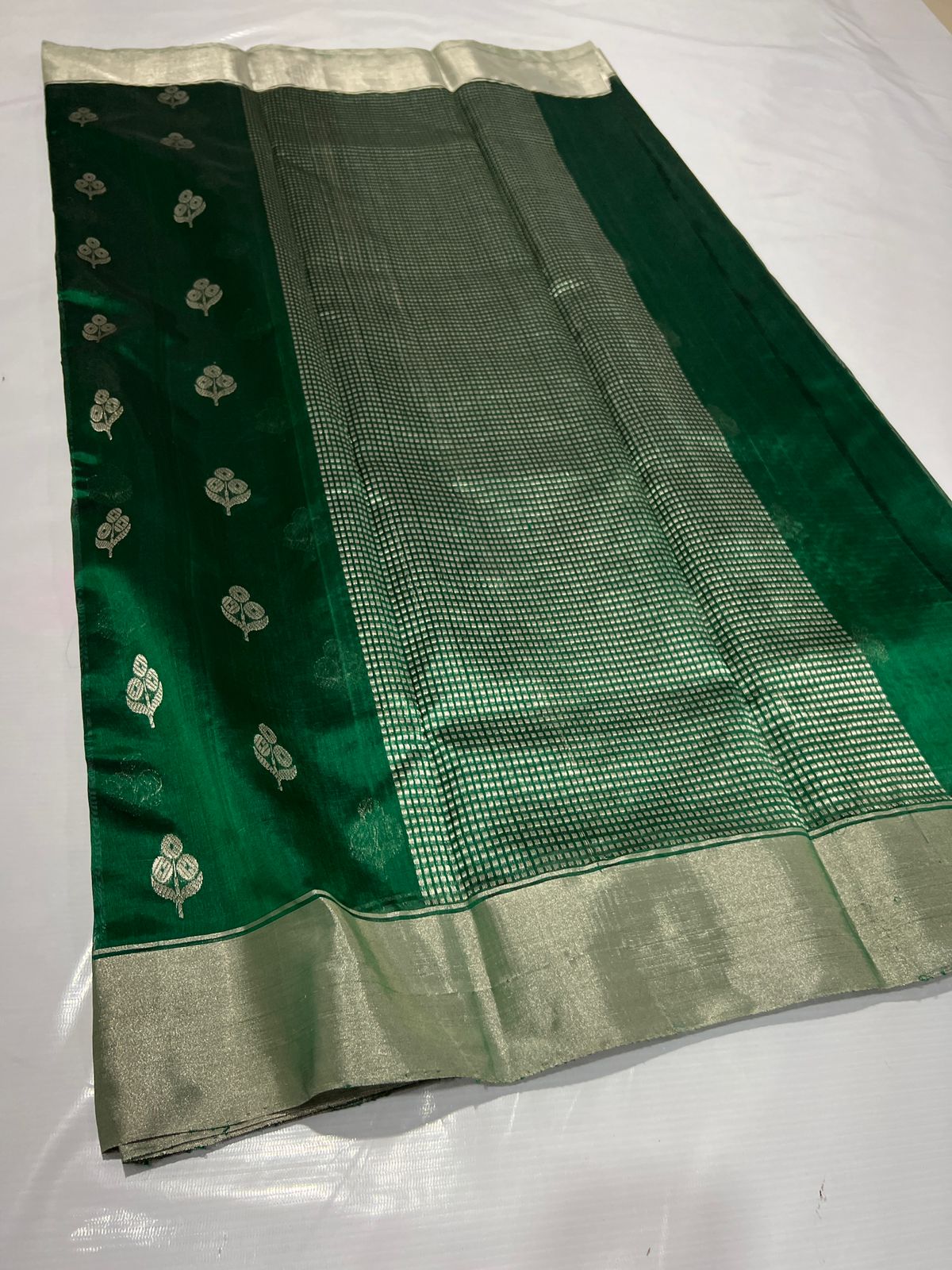 GREEN CHANDERI SAREE