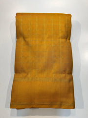 YELLOW PLAIN BRODER KANCHIPURAM SILK SAREE