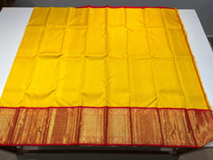 YELLOW COLOUR / CHILI RED GOLDEN BORDER COMBINATION KACHIPURAM SILKS SAREE